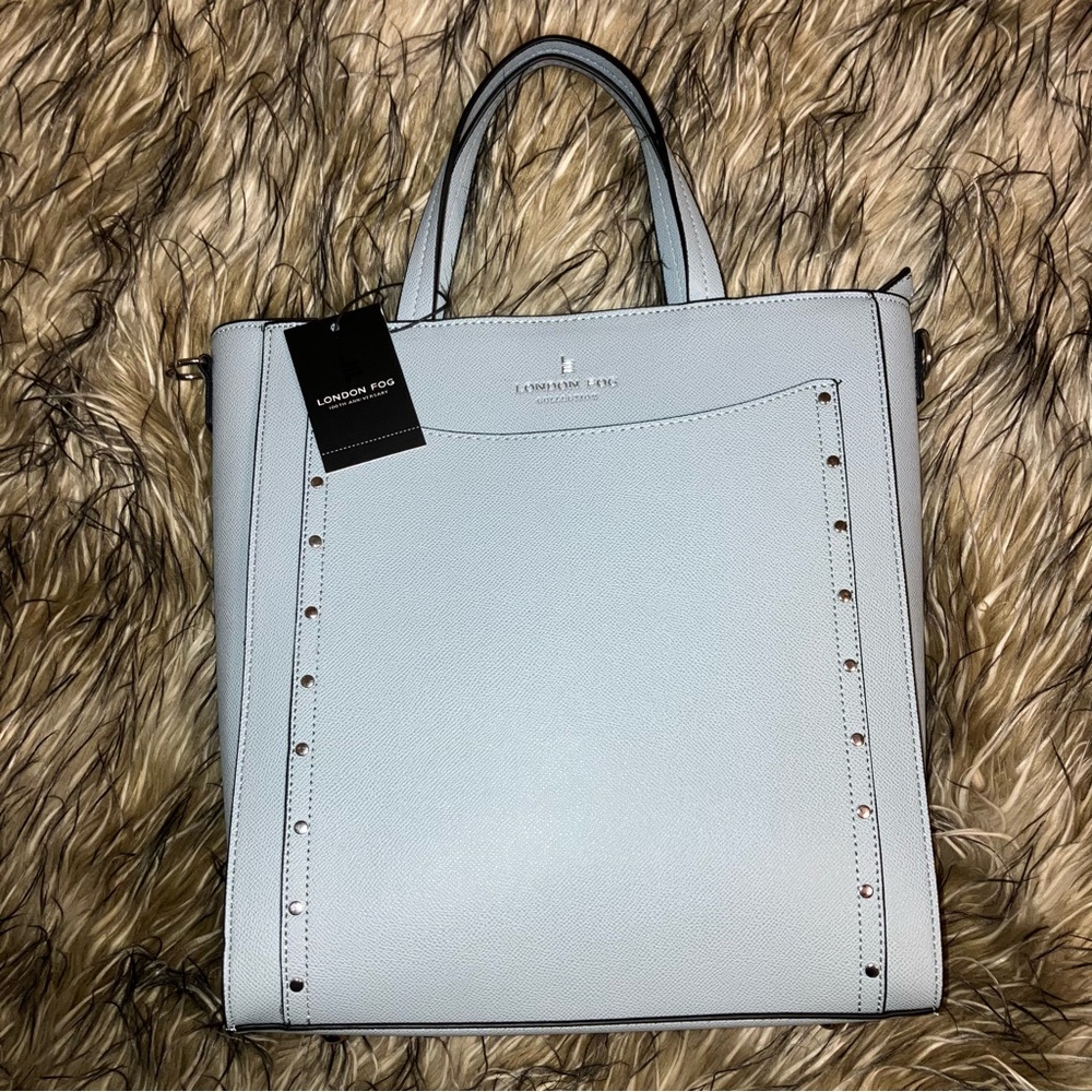 NWT London Fog Caviar Denim Blue Book Bag Crossbody
